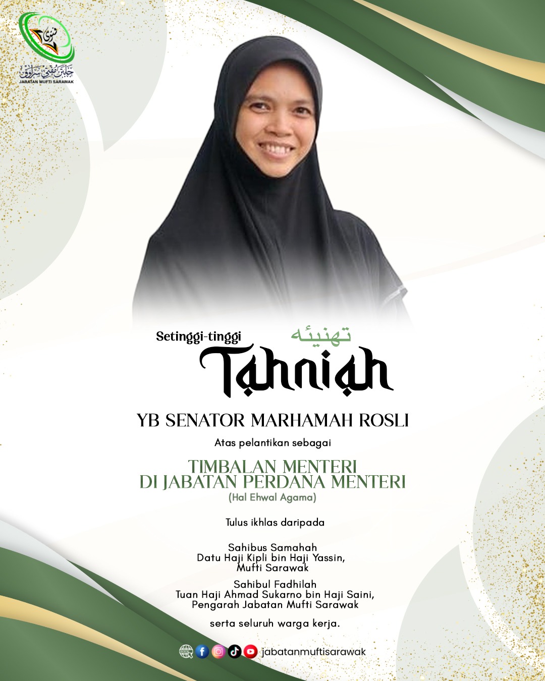 Tahniah YB Senator Marhamah Rosli