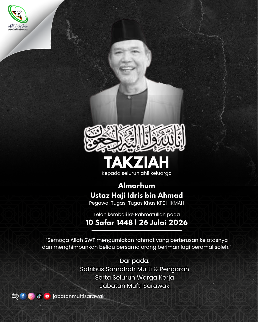Salam Takziah Ustaz Haji Idris